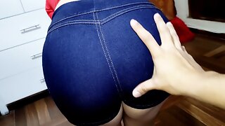 Girl shows me how her new short jean looks on her