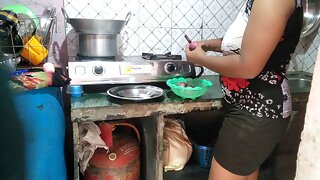 Indian step father-in-law fucks daughter-in-law while cooking part 2