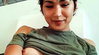 Solo Asian Ladyboy Cumshot