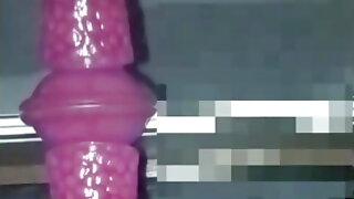 Fucking a big dildo in a mirror until make my pussy wet and creamy, with an orgasm