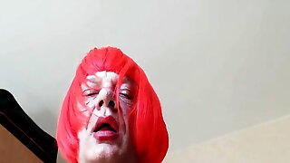 Riding Huge Dildo
