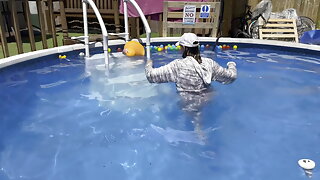 Wet Clothes In Pool