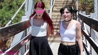 Cute Bondage, Goth Lesbian, Public Hottie, Cute Bdsm, Outdoor Bondage