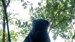 Jangal me mangal burqa niqab crossdresser Desi look 