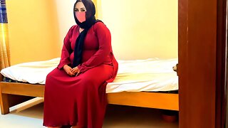 Fucking a Chubby Muslim mother-in-law wearing a red burqa & Hijab