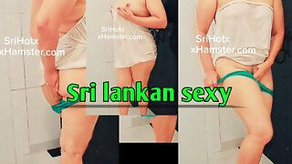 Sri lankan new sexy brunette  girl bath and solo fun