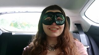 PUBLIC TEEN ORGASM!! 18yo Girl fucks herself in the Car!!