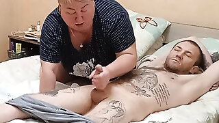 Naakte Man Aangeklede Vrouw