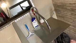 Third Hetero twink walks in to the shower and get ready for the group session