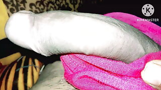 Indian Mausi's Rubbing bra on big cock