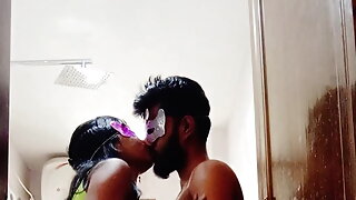 Sexy girlfriend fucked by her boyfriend and gives a perfect blowjob Shower Bathroom Sex HD