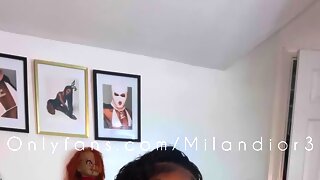 Ebony Lingerie Solo Cumshot