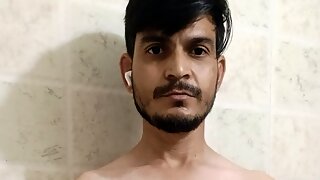 Real desi horny boy playing with his big pink dick at home privately.
