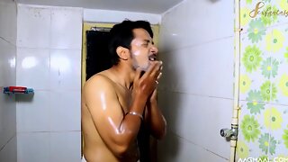 Sexy Saali 2024 – Hindi Uncut Short Film – wet shower sex with busty brunette wife