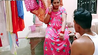 Desi Sexy Bhabhi Fucked When Talking With Husband, Hindi Audio