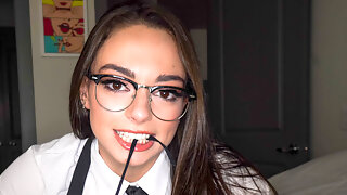 On Her Knees Sucking, Sophia Burns, Facial