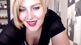 Blond Mature Milf Tease on Web Cam Black lingerie