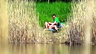 Filmed hawt pair banging across the lake