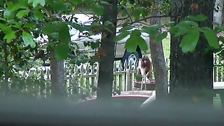 Teen neighbors mom in yard