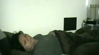 Chubby asian girl sucks her bfs cock hard and gets missionary fucked