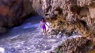 Nice beach sex with a French curly brunette taking things in her own hands jerking it and receiving a nice hot load on her face