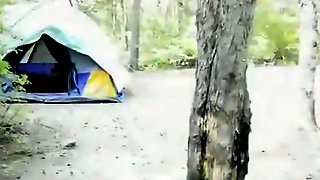 Crazy camping sex in a tent. the wife is afraid to get busted !!!