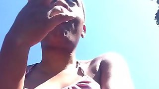  Black Woman Masturbates in Front Yard 2