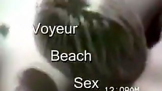 Voyeur catches a couple having sex with pussy cumshot on a public beach in 1994