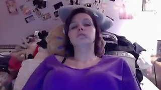 Busty emo girl masturbates with a brush and flask on skype for her bf