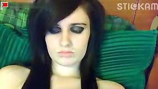 Emo stickam girl masturbates with a sextoy on her bed