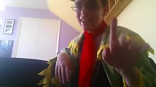 Cosplay sextape. nerdy girl dressed up as the town retard.