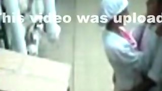 Food industry worker sneakily tapes himself fucking a colleague in the storage room