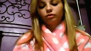 Busty blonde girl plays with herself on omegle
