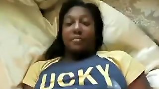 Shy busty black girl gets pov missionary fucked by her white bf with belly cumshot