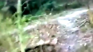 Crazy guy eats used condoms in the forest