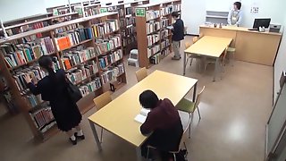 Japanese Library, Schoolgirl In Library