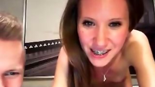 His girl with braces ends up facialized