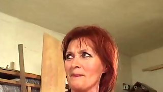 Redhead granny loves anal