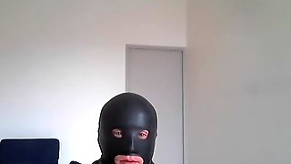 Biker total leather mask rubber smoke cigare