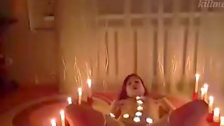 CrazyTina. Candles, Bath, Cigarette