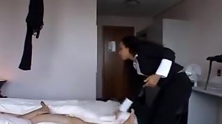 Dutch ebony sucks a cock in hotelroom