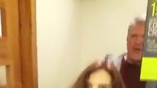 Redhead wife fuck in a dressing room