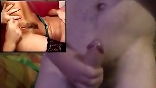 Her friend makes her cum and he cums watching