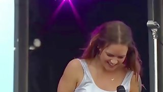 Tove Lo flashing tits at live concert on stage