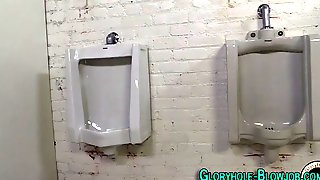 Busty gloryhole slut eats