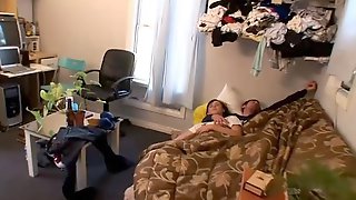 College friends have a wild foursome in their dorm room