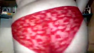 Kath in red panties arse & cunt reveal