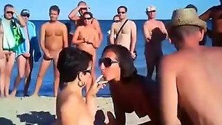 Great public orgy at the beach of Spain