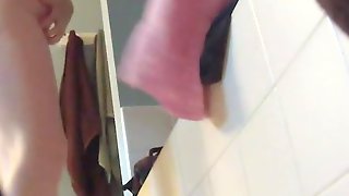 Hot unaware wife changing before and after her shower