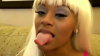 Ebony long tongue sucking and kissing